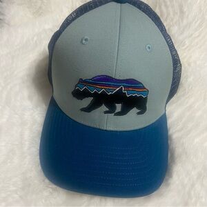 Patagonia Blue and Gray Bear Trucker Hat